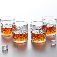 拜杰（Baijie）威士忌酒杯 4个装 家用欧式水晶玻璃洋酒杯创意ins风啤酒杯酒吧套装 HJ-12