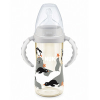 NUK 自然实感宽口径PPSU奶瓶 宝宝婴儿带手柄奶瓶配防胀气中圆孔硅胶奶嘴（0-6个月）300ML（海狮款）