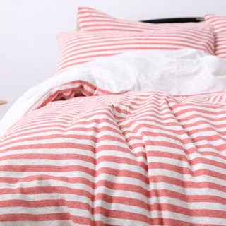 SHERWOOD/喜屋 针织四件套纯棉贴身加厚床笠式纯棉裸睡床品四件套 北海道-红 1.5M床(被套200*230cm）