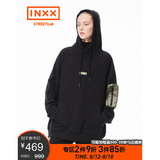 【inxxstreetlab】inxx sports 潮牌贴袋装饰连帽卫衣男女通款SI9410720 黑色 L