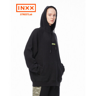 【inxxstreetlab】inxx sports 潮牌贴袋装饰连帽卫衣男女通款SI9410720 黑色 L