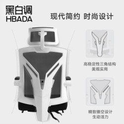 Hbada 黑白调 HDNY115-精英S 升级版电脑椅 (黑色带脚托)