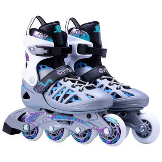 美洲狮（COUGAR） 溜冰鞋成人轮滑鞋青少年可调码男女直排滑冰旱冰鞋 欧盟品质 银紫 可调37-40码