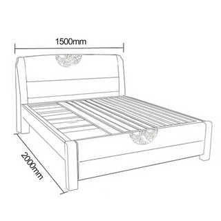 欧宝美实木床新中式卧室床婚床单人床双人床橡木床1.5米高箱款胡桃色