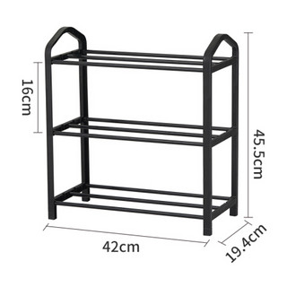 心家宜 三层收纳鞋架 简易多层鞋架 防水防尘置物架鞋柜架子 多功能储物架小号 黑色984311B