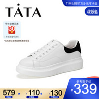 Tata/他她小白鞋2020秋新款板鞋厚底日系休闲鞋女DSQBHCM0 黑色 38