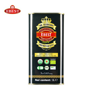 易贝斯特 EBEST 有机特级初榨橄榄油 1L 铁听 食用油 西班牙原装进口