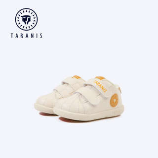 泰兰尼斯婴儿学步鞋2020秋季男女童小白鞋机能软底1-3岁宝宝鞋子 白黄 22码(鞋内长14.5cm)