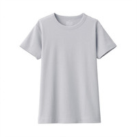 無印良品 MUJI 無印良品 女式 双罗纹编织 圆领短袖T恤 浅银灰色 M