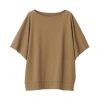 無印良品  無印良品 MUJI女士圆领五分袖T恤 BBA16A0A 米色 M-L