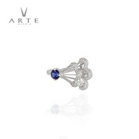 ARTE艾尔蒂 扇形蓝宝石 晶钻戒指女 925纯银镀铑 潮时尚饰品女 优雅气质 送女友礼物 50