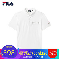 FILA 斐乐官方针织短袖POLO衫男子2020夏季新款时尚休闲翻领男士短袖T恤 标准白-WT 165/88A/S