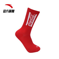 安踏可口可乐联名款2020年新款男女运动长袜时尚休闲生活袜运动袜子 红色-2 S