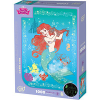 迪士尼(Disney) 美人鱼公主1000片夜光成人拼图 儿童玩具拼图女孩礼物(古部盒装拼图带图纸)11DF01K4096