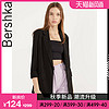 Bershka女士 2020春装新款黑色西装外套女卷袖西服 00975085800