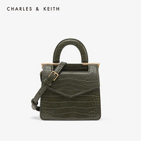 CHARLES＆KEITH女包复古翻盖手提单肩包女士CK2-50270355 Olive橄榄绿色 S