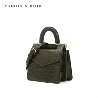 CHARLES＆KEITH女包复古翻盖手提单肩包女士CK2-50270355 Olive橄榄绿色 S