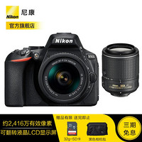 尼康（Nikon）D5600入门款家用旅游高清数码单反相机 套机(18-55mm VR+55-200mm)