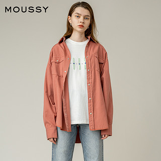 MOUSSY 2020夏季新品纯色翻领单排扣口袋休闲衬衫女010DSA11-0520