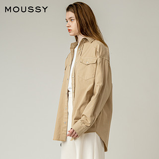 MOUSSY 2020夏季新品纯色翻领单排扣口袋休闲衬衫女010DSA11-0520