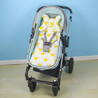 婴儿推车棉垫通用加厚 宝宝推车配件坐垫儿童餐椅手推车垫子 皇冠图案（四季可用） 送枕头