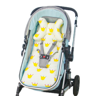 婴儿推车棉垫通用加厚 宝宝推车配件坐垫儿童餐椅手推车垫子 皇冠图案（四季可用） 送枕头