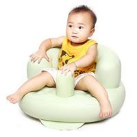 幼婴儿童宝宝充气小沙发吃饭餐椅多功能便捷BB学坐椅座椅垫洗澡凳 圆形特厚浅绿色
