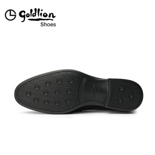 金利来（goldlion）男鞋时尚镂空透气皮鞋冲孔凉鞋耐穿乐福鞋58002008401A-黑色-39码