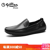 金利来（goldlion）男鞋轻质耐磨皮鞋商务休闲鞋56701013001A-黑色-43码