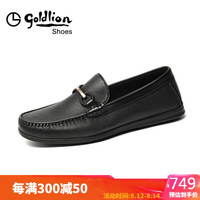 goldlion 金利来 男鞋都市透气耐穿商务休闲鞋轻质皮鞋56701026101A-黑色-40码
