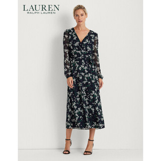 Lauren/拉夫劳伦女装 2020年春季泡泡袖乔其纱连衣裙60224 410-海军蓝 00