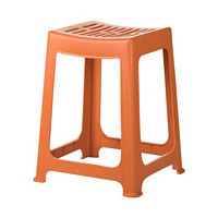 茶花（CHAHUA） 塑料凳子 加厚防滑高凳餐桌凳家用方凳创意条纹板凳 【A0838P弧形高凳】橘色 【10个装】值哭了