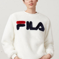 Fila斐乐女士圆领套头卫衣舒适保暖休闲宽松运动衫LW935249 白色 XS