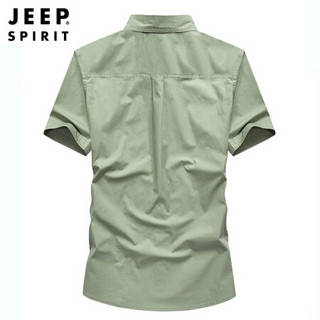 Jeep 吉普 衬衫男2020春夏男士商务短袖衬衣时尚休闲个性修身翻领 RM0252 白色 M
