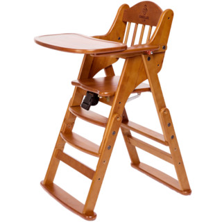 贝易实木餐椅宝宝椅子婴儿餐椅实木便携式可折叠多功能餐桌椅儿童吃饭座椅 咖啡色套餐3：【冬夏两用坐垫+安全带】