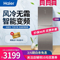 海尔（Haier） 冰箱电冰箱256升大容量三门干湿分储一级能效节能静音 风冷无霜电冰箱 256升三门风冷无霜+干湿分储+彩晶玻璃面板