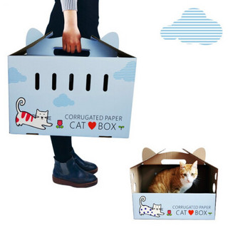 田田猫春夏瓦楞纸手提箱猫箱猫房子猫窝猫抓板猫玩具猫用品送猫草