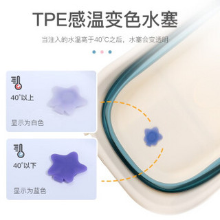 【折叠+实时感温】80厘米大号婴儿洗澡盆浴盆 电子感温儿童宝宝大号防滑易收纳 折叠感温水塞款（蓝色+悬浮浴垫+水温卡）