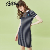 佐丹奴(Giordano) 连衣裙 彼尔梦 裙弹力棉修身POLO连衣裙13460201 36标志海军蓝/皎雪 中码