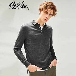 佐丹奴（Giordano） POLO衫  秋季打底翻领上衣男装 Polo厚实纯色棉质长袖POLO01010779 04深花灰 小码