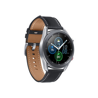 SAMSUNG 三星 Galaxy Watch3 LTE版 eSIM智能手表  45mm  冷山灰不锈钢表盘 黑色皮革表带(GPS、血氧)