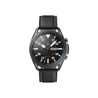 SAMSUNG 三星 Galaxy Watch3 LTE版 eSIM智能手表 45mm 耀岩黑不锈钢表盘 黑色皮革表带((GPS、血氧)