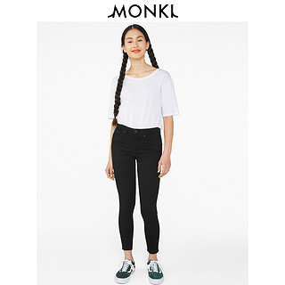 MONKI2020春夏新款 黑色打底铅笔长裤高腰紧身牛仔裤女 0378232