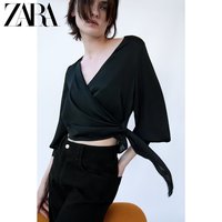 ZARA 新款 女装 双襟丝缎质感上衣 03564162800