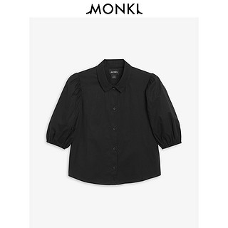 MONKI2020秋季新款polo领薄款宽松泡泡袖短袖设计感衬衫 0852231