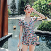 亦美珊 YI MEI SHAN泳衣女2020新款爆款显瘦遮肚连体保守裙式学生ins网红日系游泳装