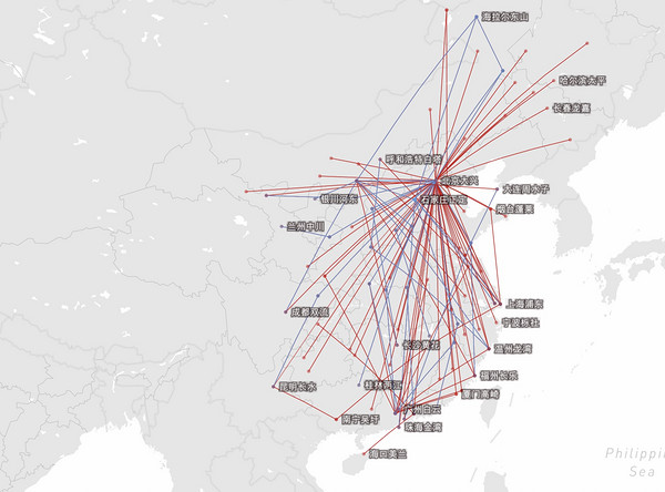 中国联合航空航线图图片