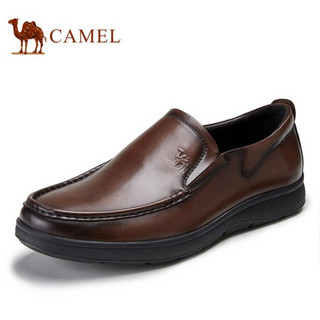 骆驼（CAMEL） 商务休闲皮鞋牛皮套脚乐福鞋圆头皮鞋 A032022020 棕色 39