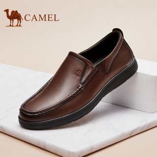 骆驼（CAMEL） 商务休闲皮鞋牛皮套脚乐福鞋圆头皮鞋 A032022020 棕色 39
