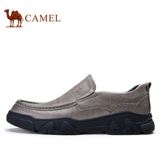 骆驼（CAMEL） 休闲套脚皮鞋圆头舒适通勤商务乐福鞋 A032155510 灰色 39